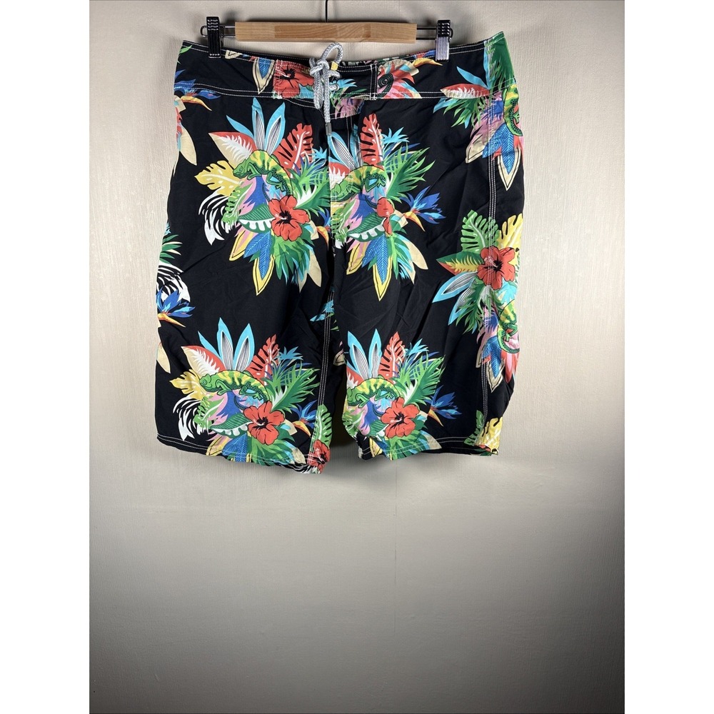 Vilebrequin Swim Trunks Mens Extra Large Lined Floral Iguana Drawstring Beach